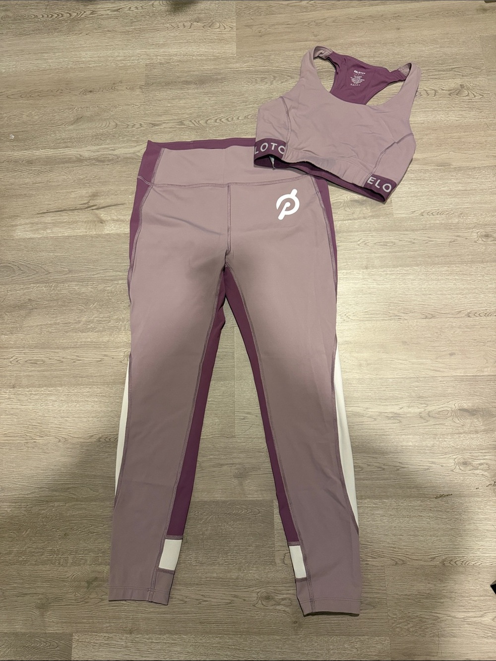 Peloton Mauve & Plum High-Waist Leggings (M) with Matching Sports Bra (S)